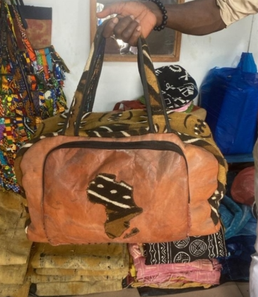 Bogolan (Mudcloth) & Leather Travel Bag