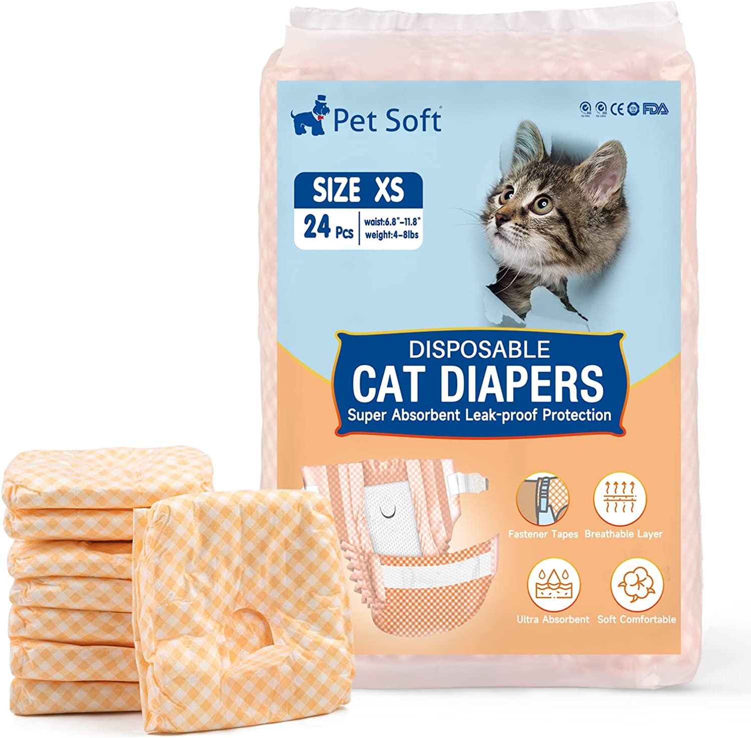 Disposable Cat Diapers (neuro FIP incontinence) (choose proper size)