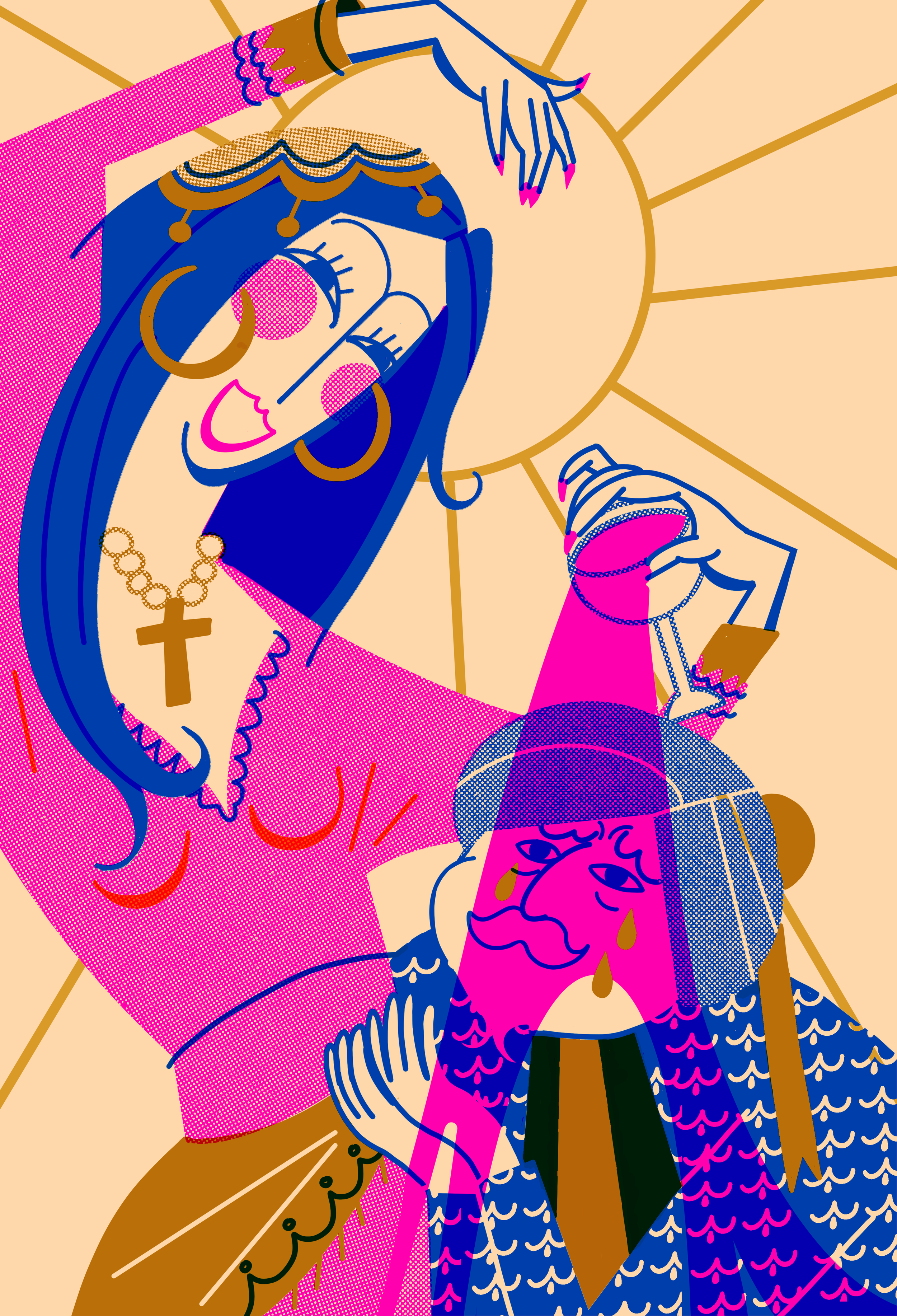 Illustration depicting the characters Sheikh Sanan and the Christian Maiden from ‘Attar’s Conference of the Birds .
