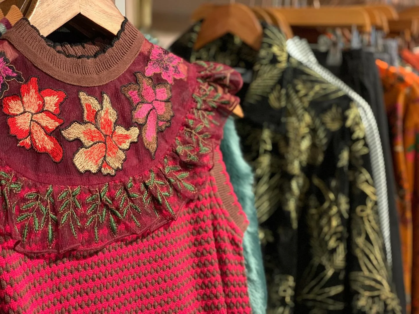 Our clothing boudoir may be petite but it’s bursting at the seams with gorgeous new season clothing- sumptuous embroidery and trimmings, stylish coats and cosy jumpers…why not treat yourself to a beautiful new piece for your Autumn wardr