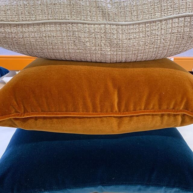 Ready for installation #cushions#bespoke #upholstery #bespokefurniture #homedesign #design #interiordesign #blues #velvets #orange