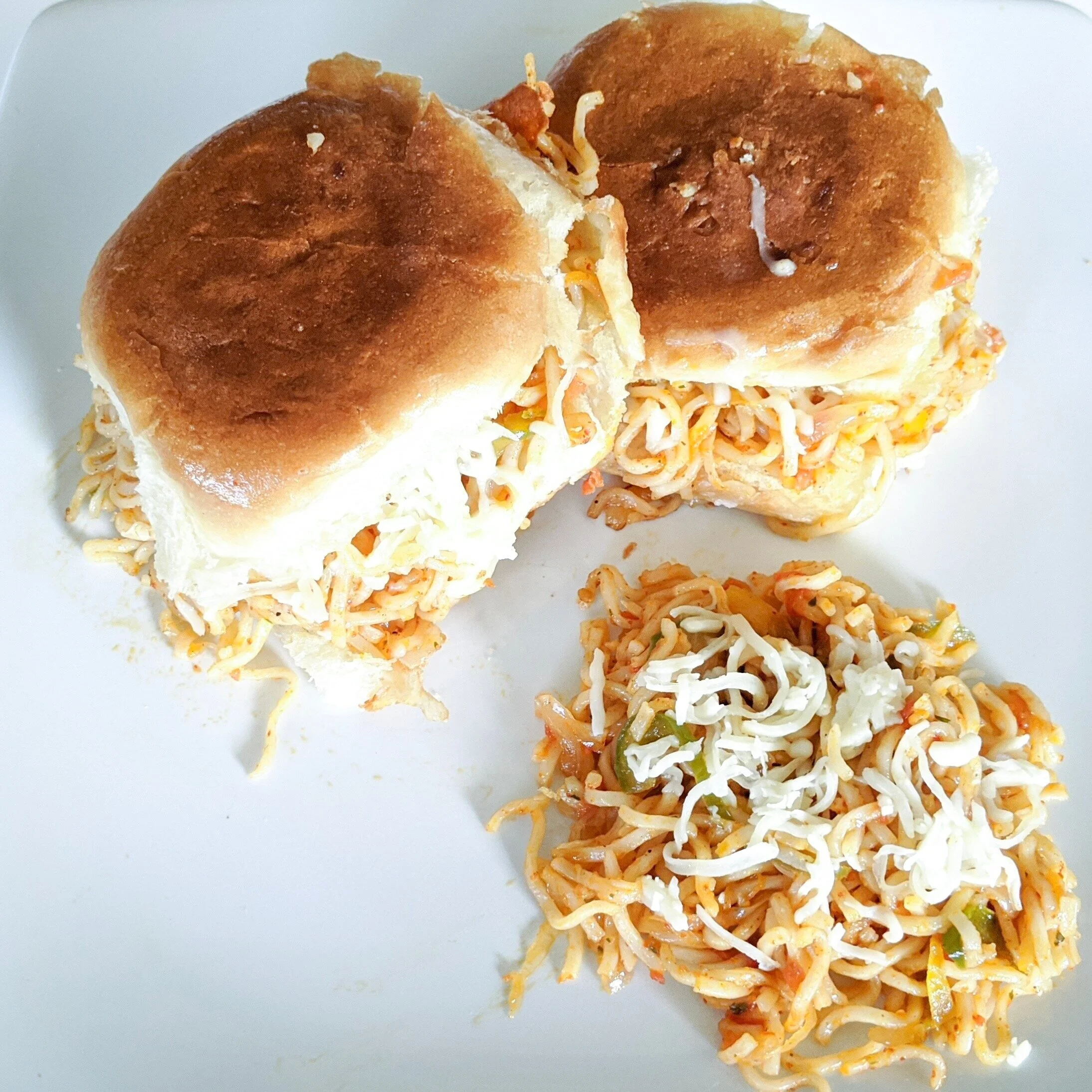 Homemade Cheesy  Maggi Pao Recipe
