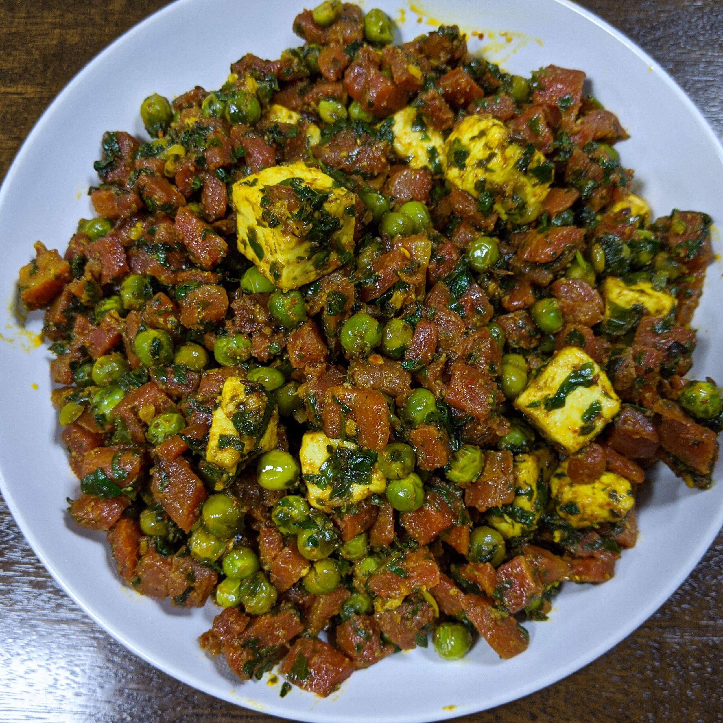 Homemade Carrot, Peas, Paneer and Methi Sabzi Recipe 