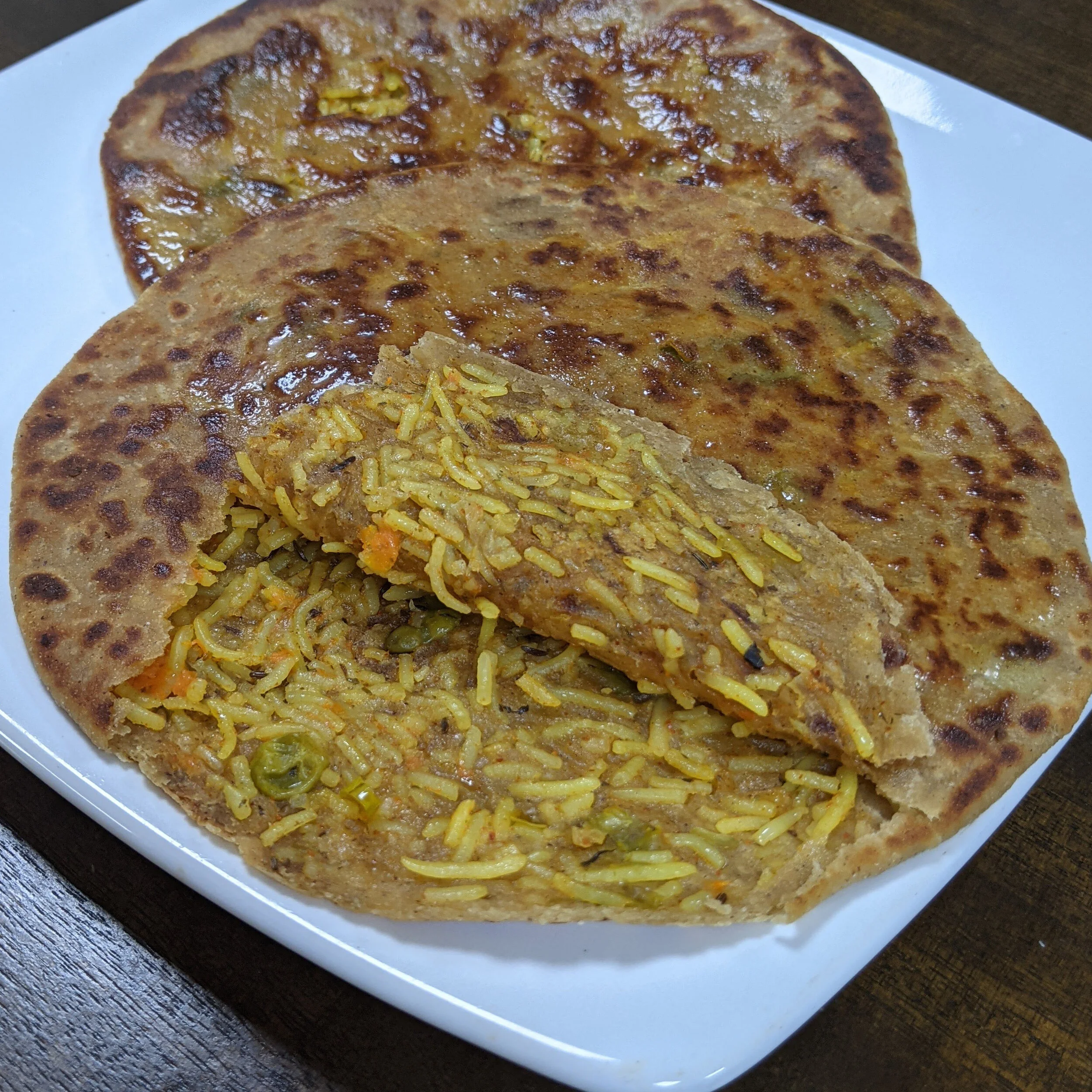 Homemade Pulao Stuffed Paratha Recipe