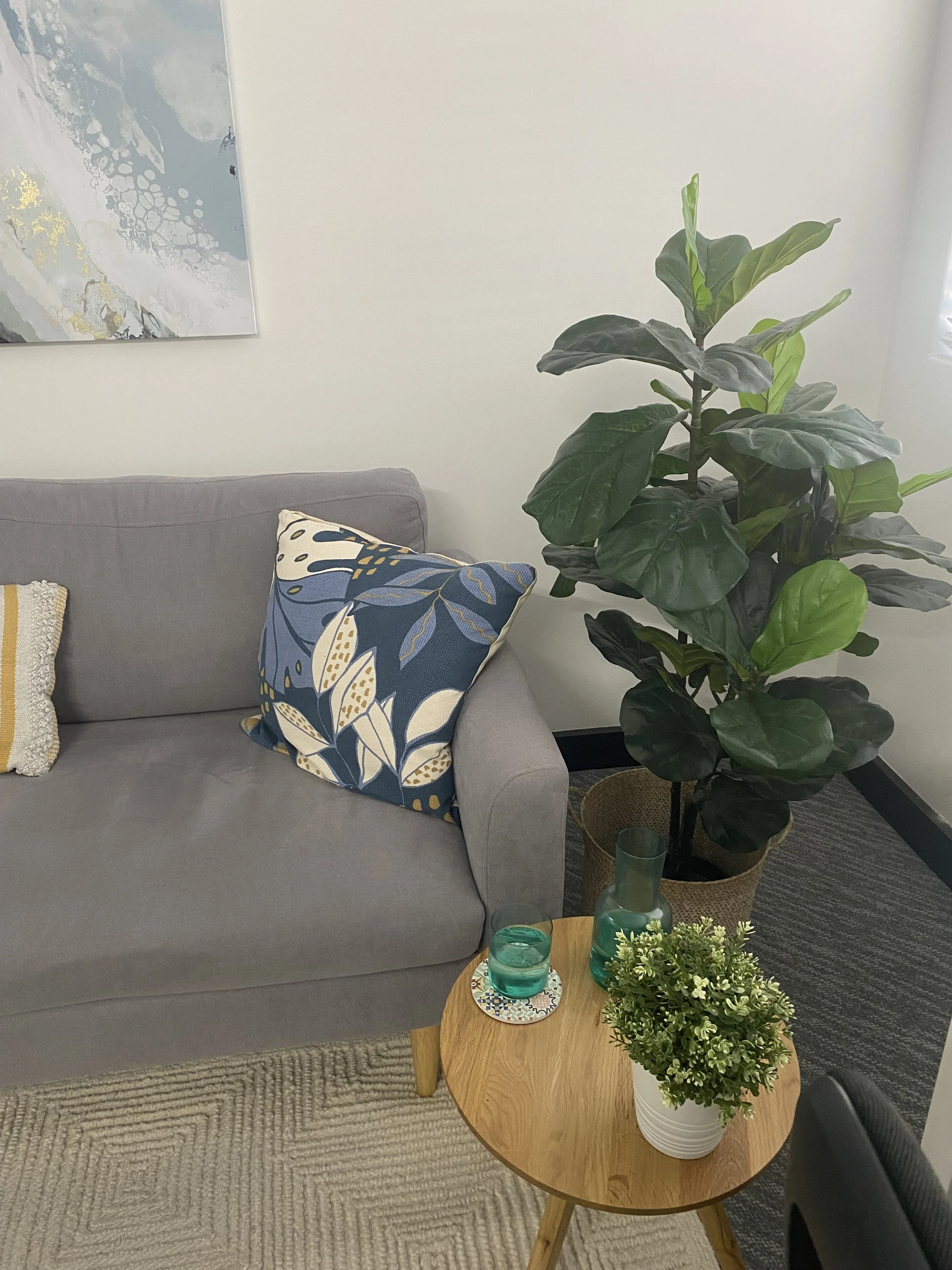 Lounge in the office of Carlie Jordan Clinical Psychology in Miranda Sutherland Shire