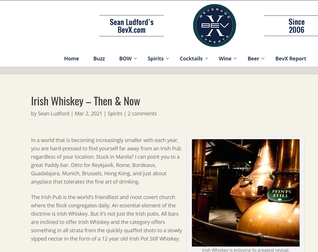 Irish Whiskey – Then &amp; Now