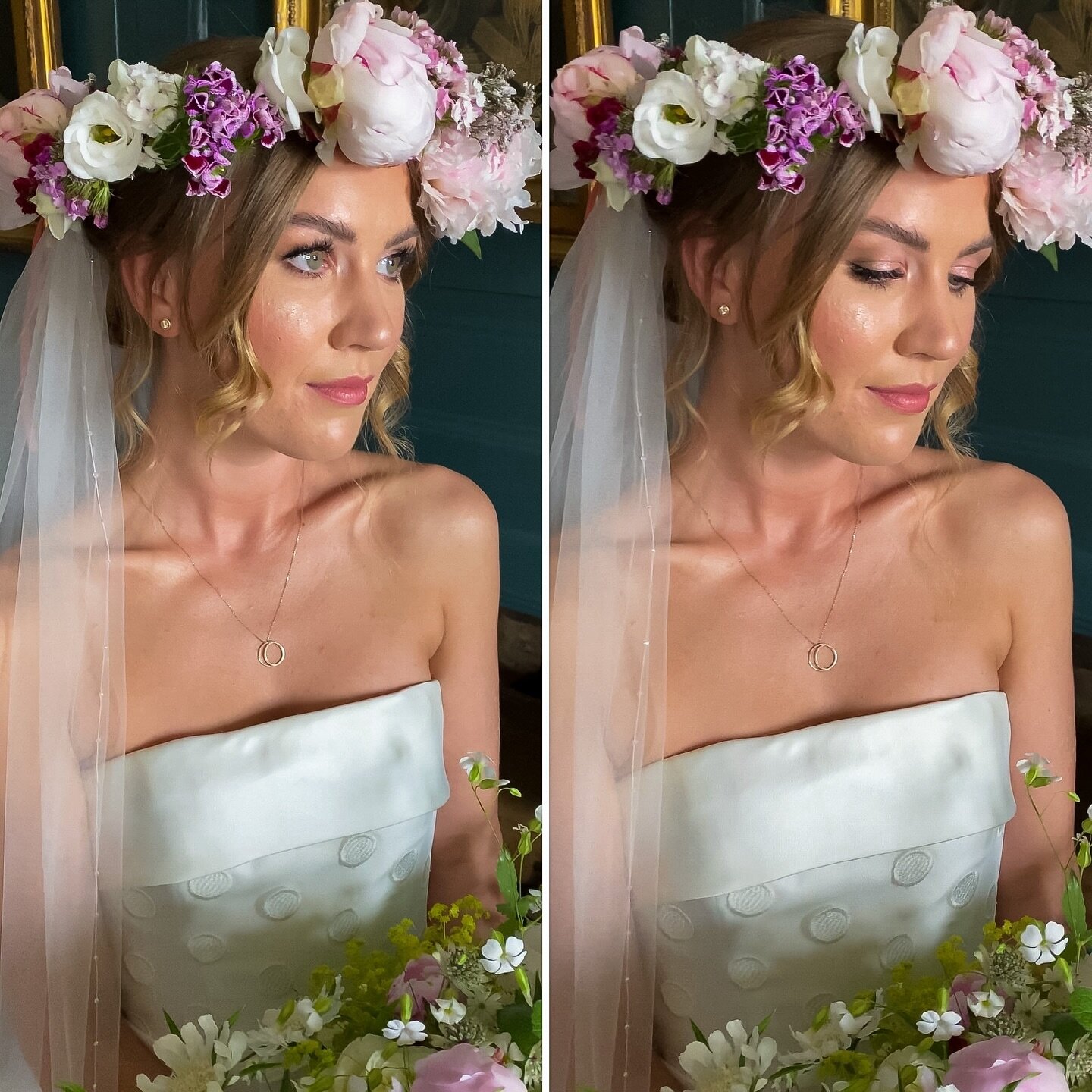 Glowing skin &amp; soft pinks will always be in ✨some serious floral inspiration for this beautiful bridal look. 
#weddingideas #weddingmakeup #bridetobe #norfolkwedding #weddingflowers #flowercrown