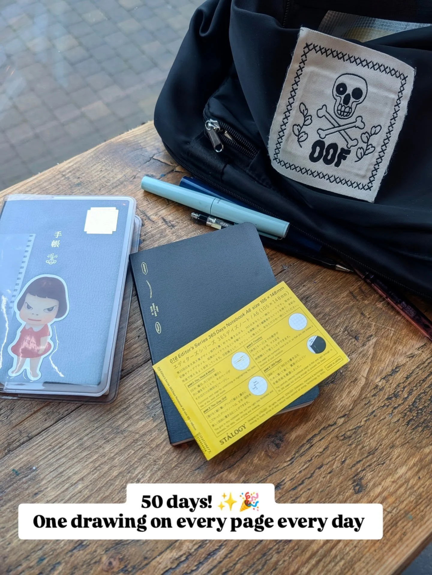 50 DAYS! And going! Every day of 2026 , one drawing, one page. Using Kakuno pens , sailor Tuzu and the ST&Aacute;LOGY 018 editors series 365 days notebook A6.