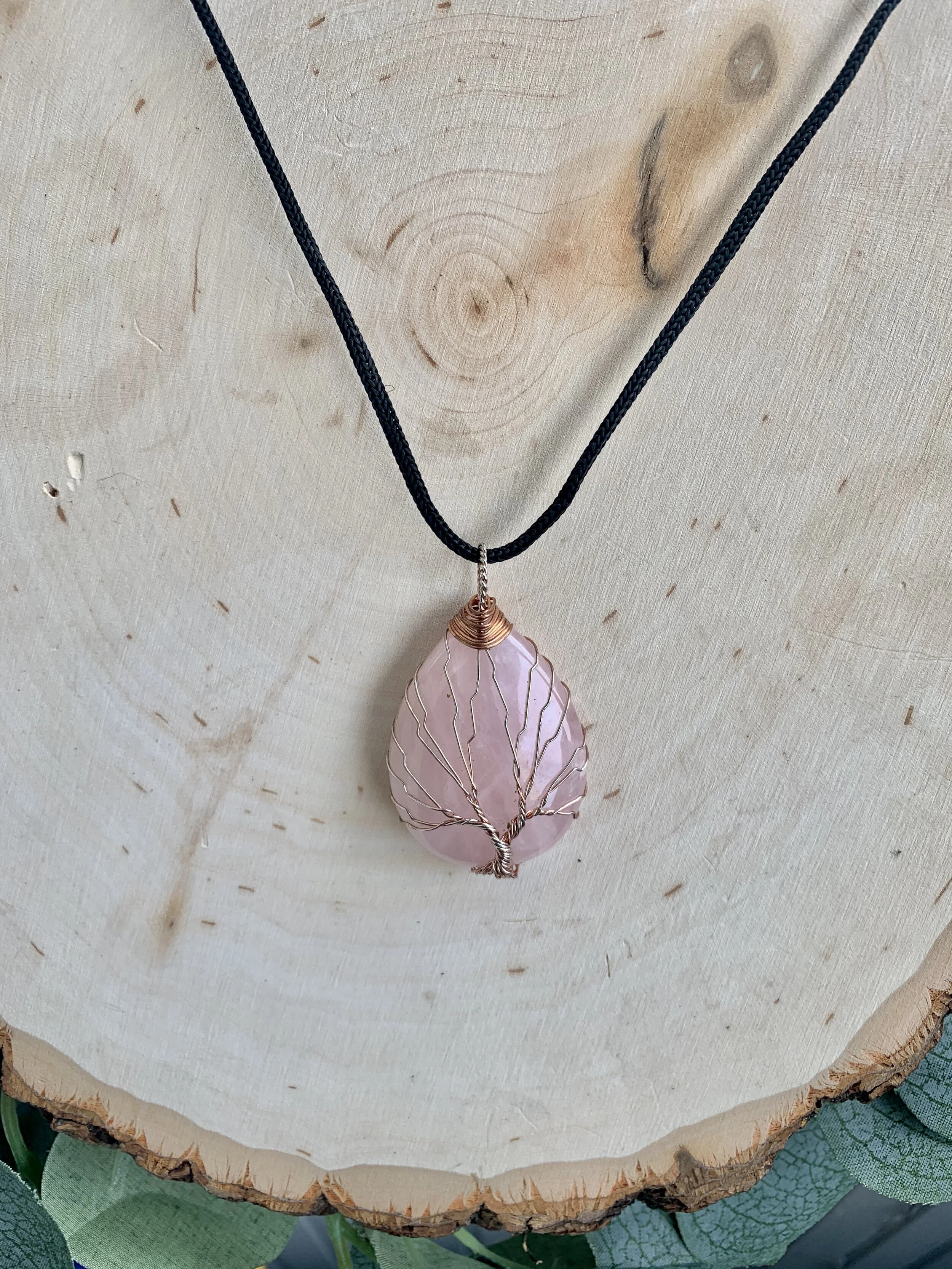 Rose Quartz Tree of Life Pendant