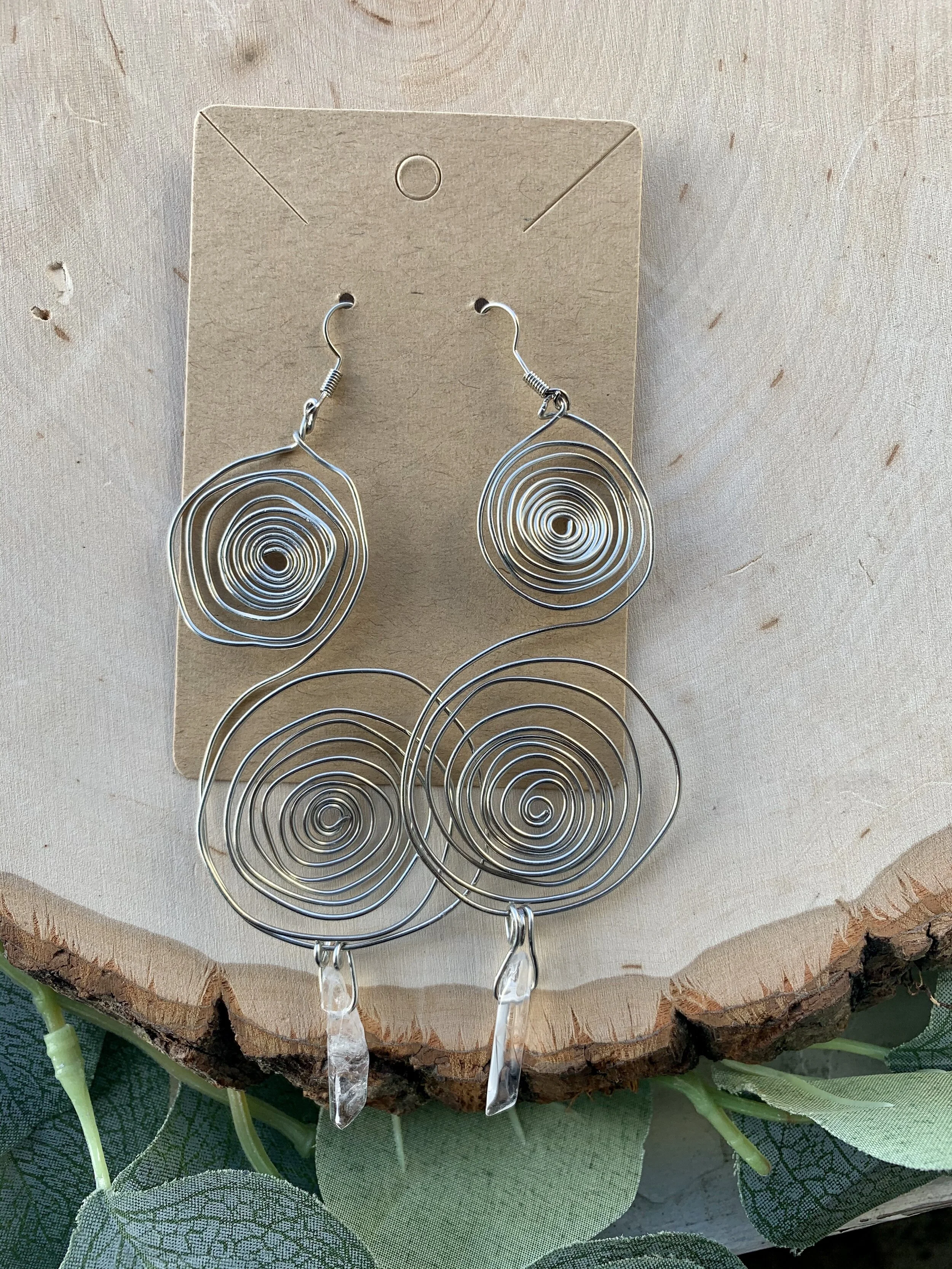 Spiral Clear Quartz Earrings