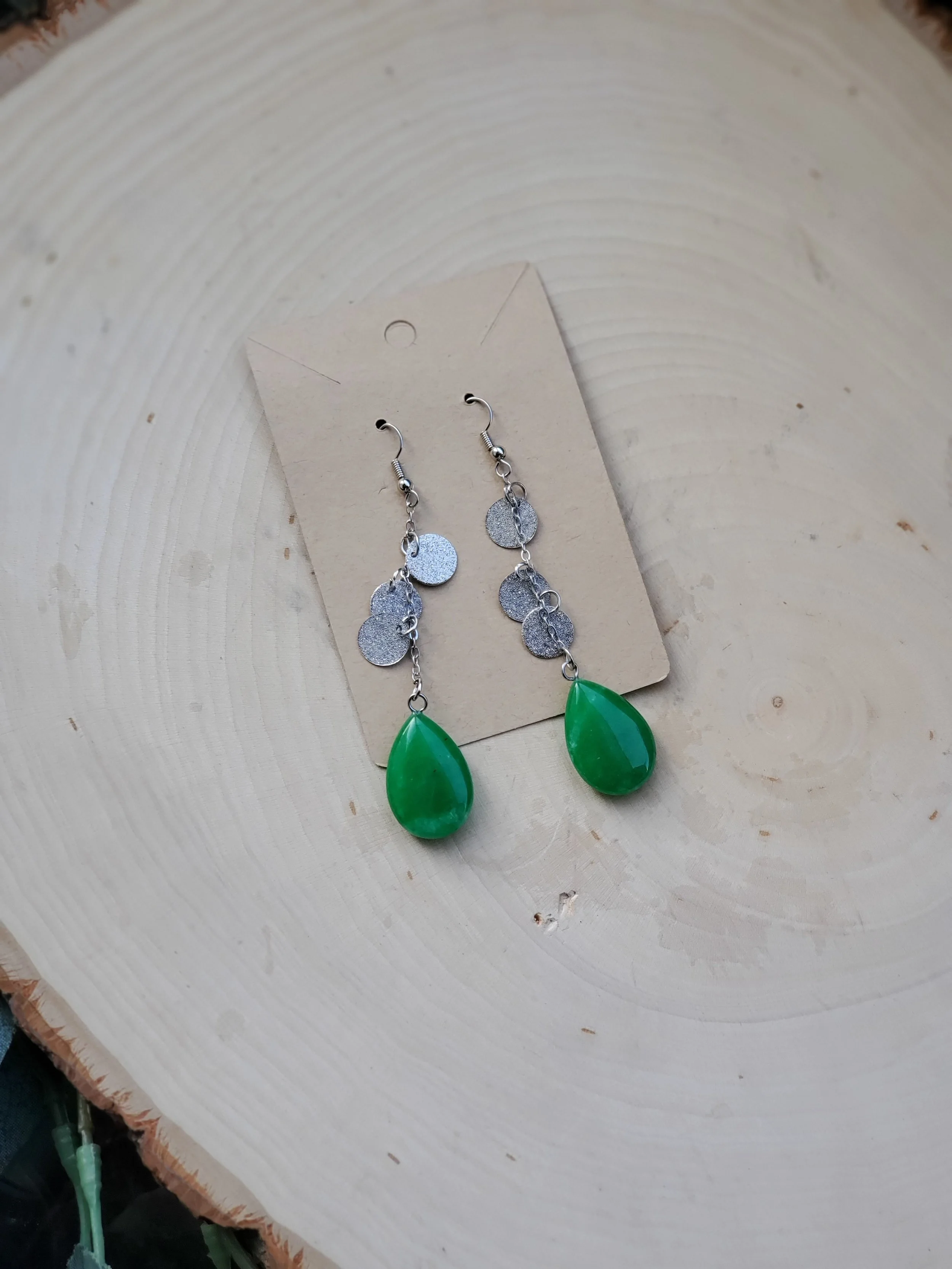 Green Jade Drop Earrings