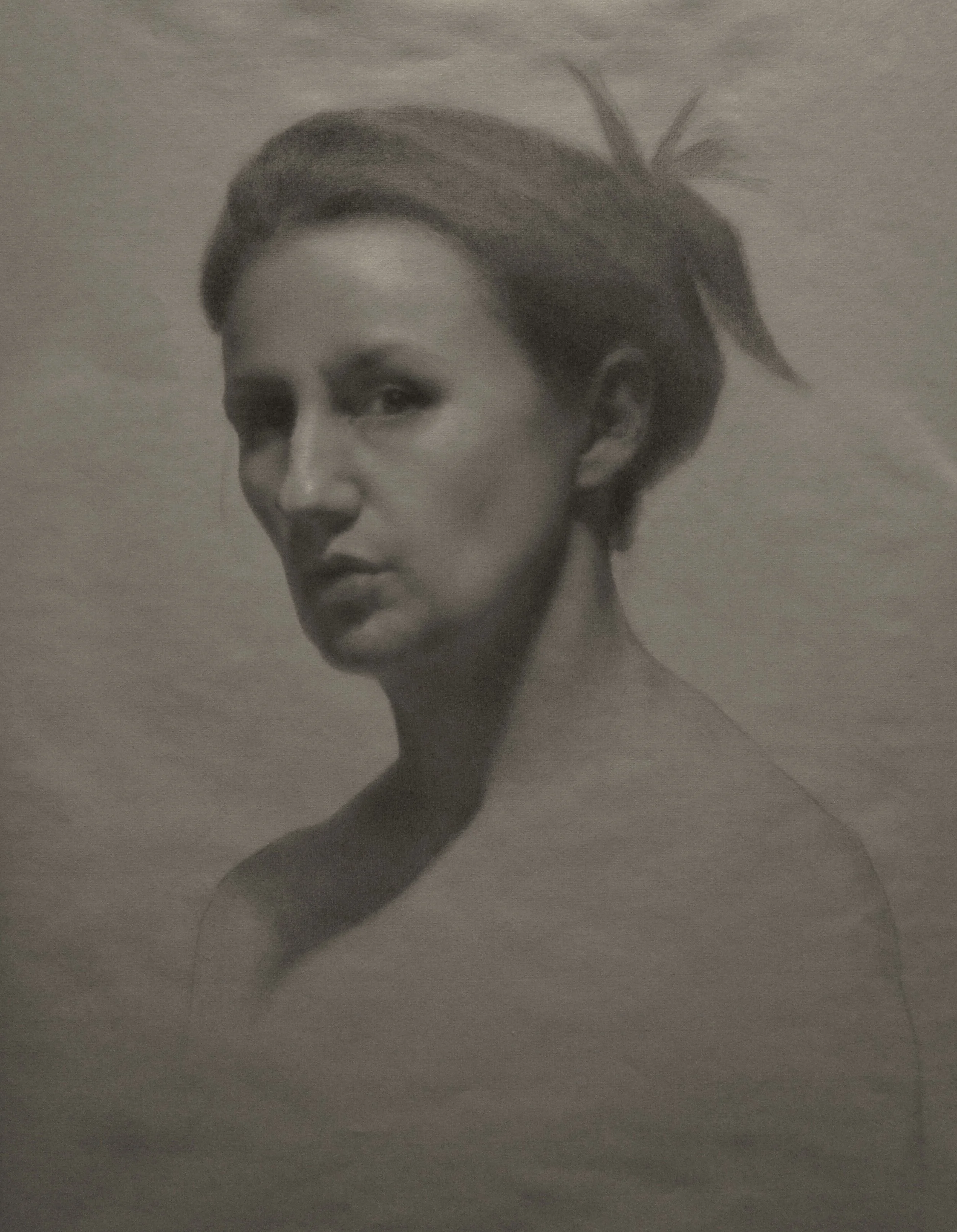 Self Portrait in Graphite and Chalk