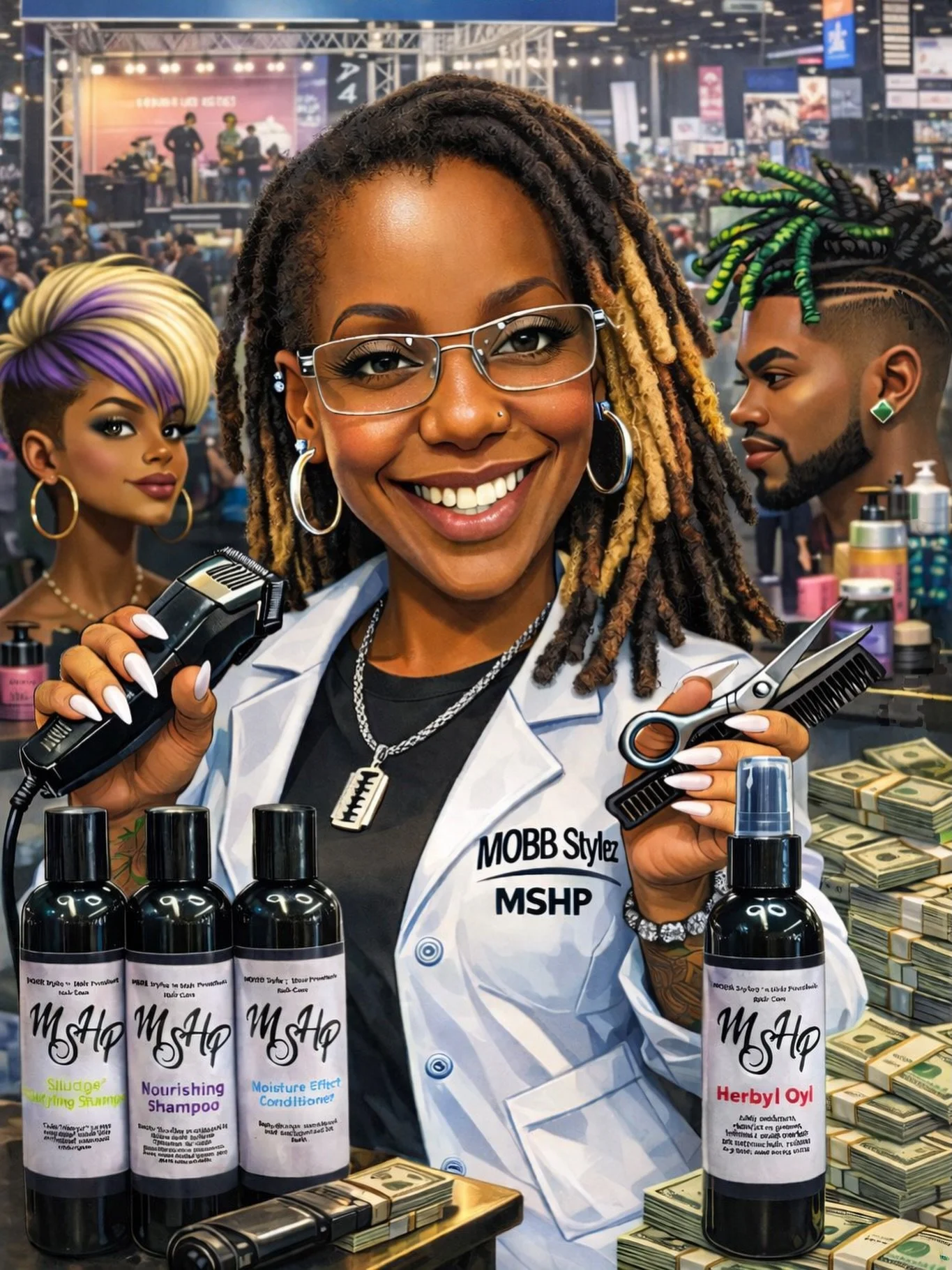 NAILED IT. 👏🏿👏🏿👏🏿👏🏿
Face, jewelry, nails, products, styles, profession&mdash;every detail on point.
💯 Accurate. 💯 Aligned.
MSHP on the Bronner Bros Trade Show floor&hellip;.
Prayer met preparation. Manifestation activated.

#mobbstylez #alb