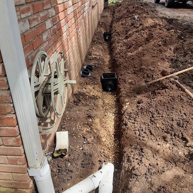 Be assured we take care of rain water with our sub surface, french drain systems. #frenchdrains #drains #diamondscenery
