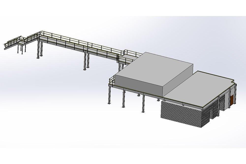 Mezzanine bridge accommodates a High Conveyance aisle that forklifts and tuggers drive thru.