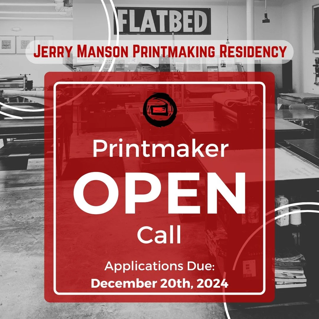 We're accepting applications for our Jerry Manson Printmaking Residency until December 20th. 
The Jerry Manson Residency gives an artist access as a &ldquo;key-holder&rdquo; to the Community Shop for three months. Key-Holder access to the facility is