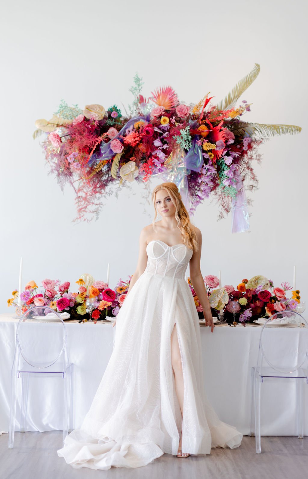 artistic-colorful-modern-wedding-editorial-bridal-portrait-exposed-bonding-aline-bridal-gown-plan-it-terra-wedding-planner