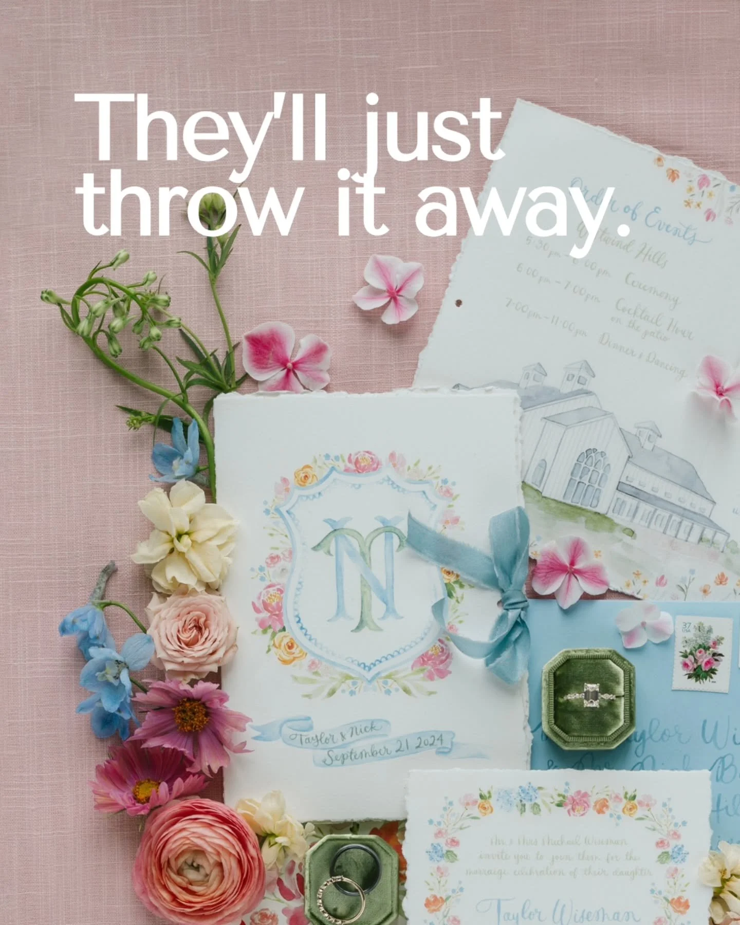 I hear it all the time: "But invitations just get thrown away."

And honestly? Sometimes they do. But I don't think that's the point. 

An invitation is a small piece of your story. It can reflect what you value, how you celebrate, and comm