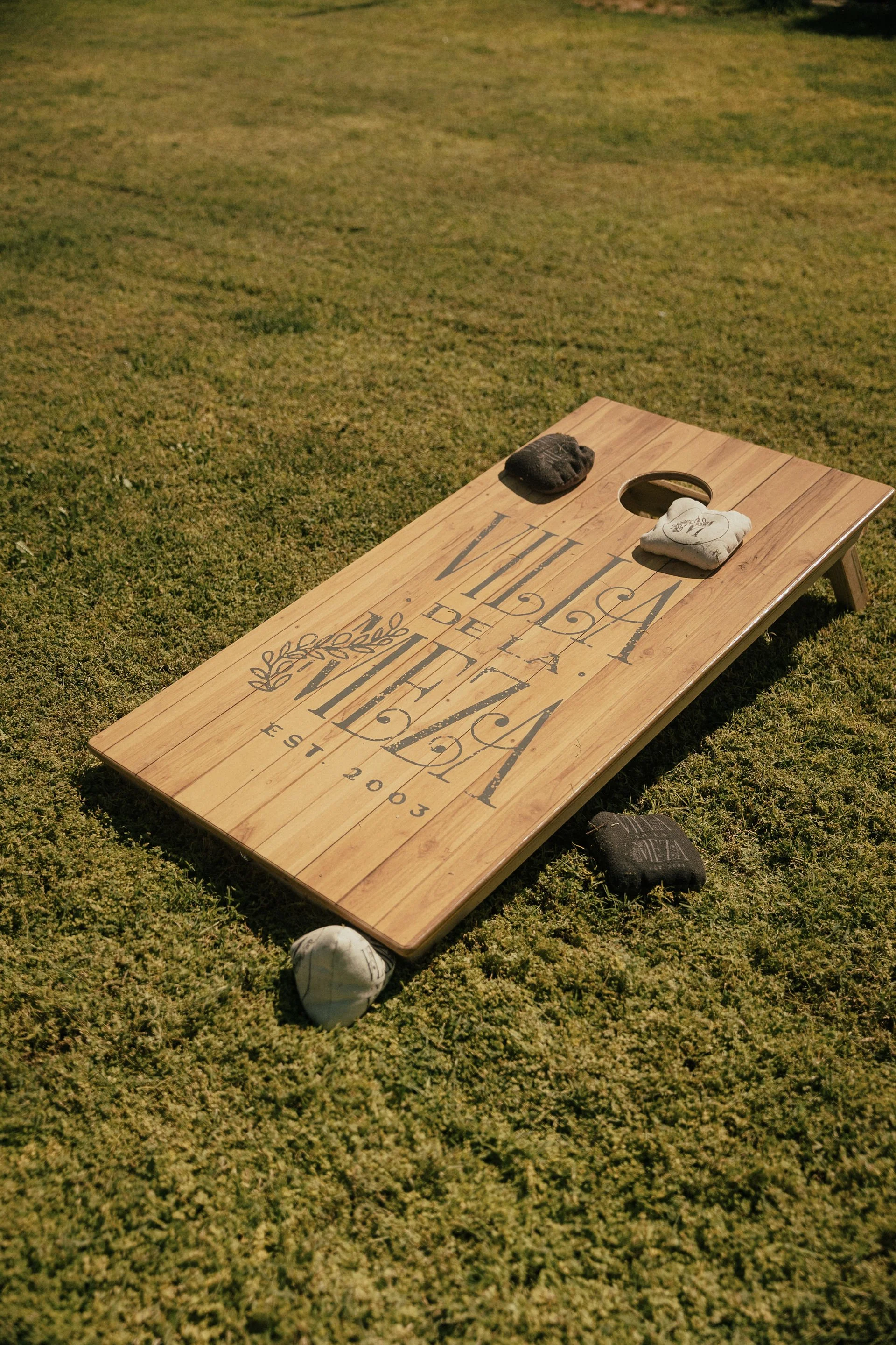 Custom outdoor lawn games available for guests.