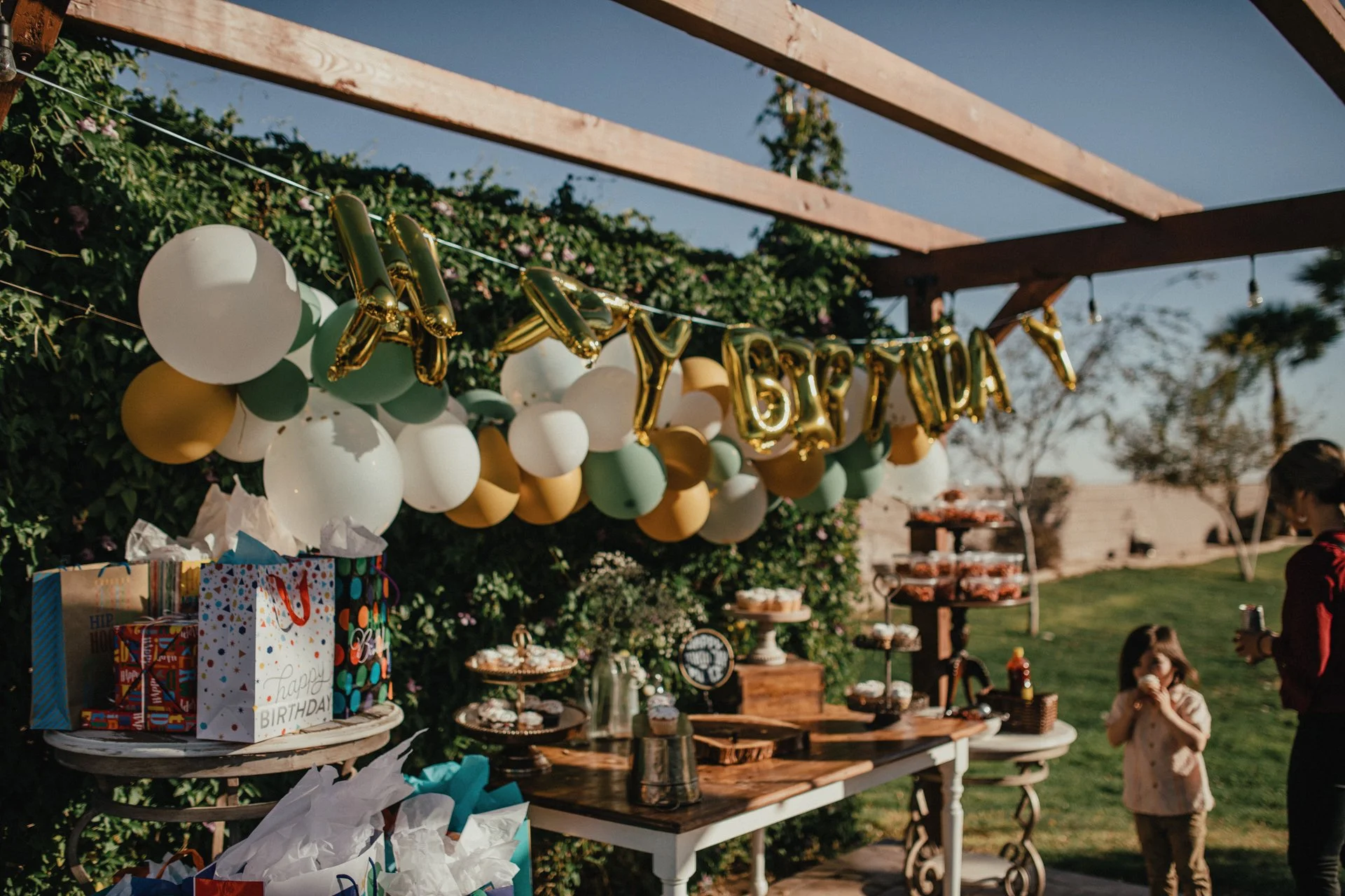 Luxury birthday celebration with custom balloon décor at Villa de la Meza in Yuma, Arizona.