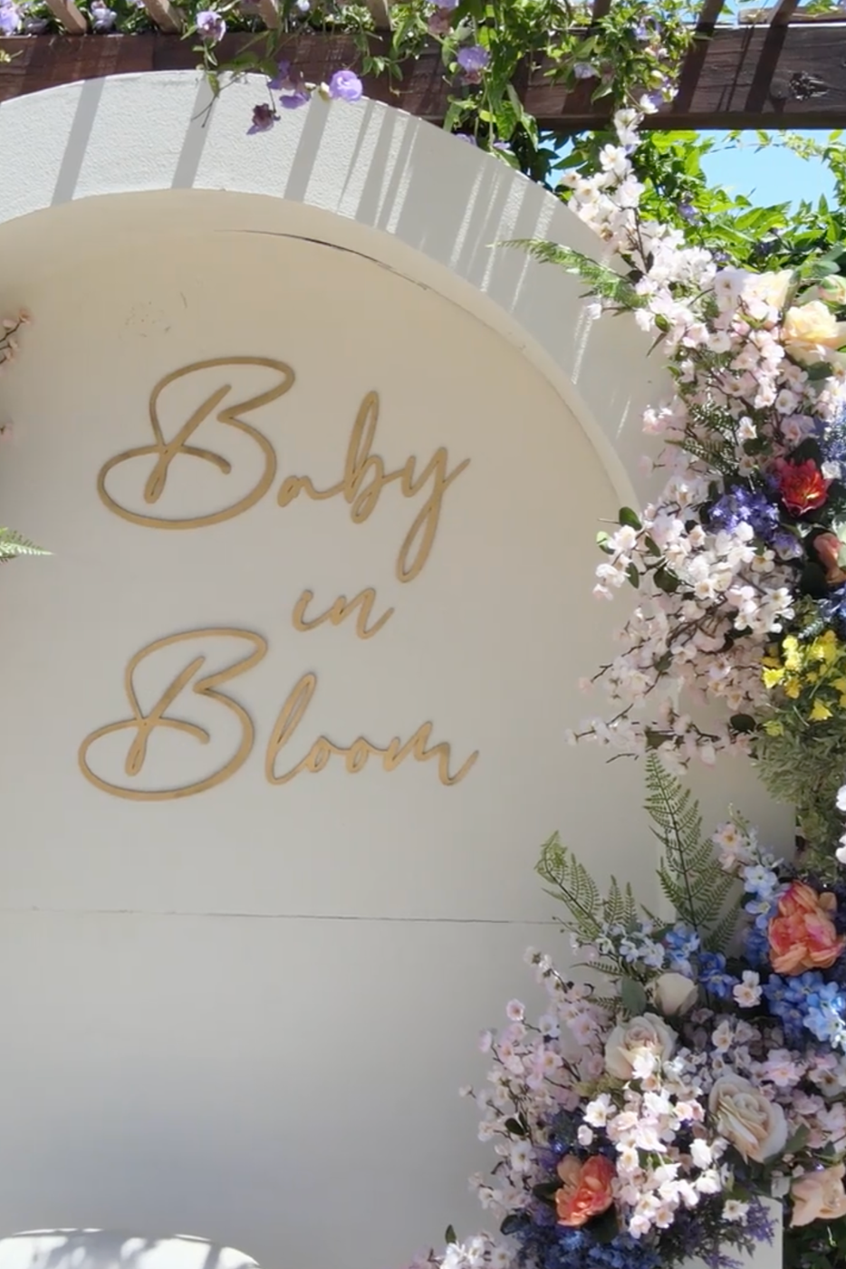 Beautiful baby shower celebration with custom floral décor at Villa de la Meza in Yuma, Arizona.