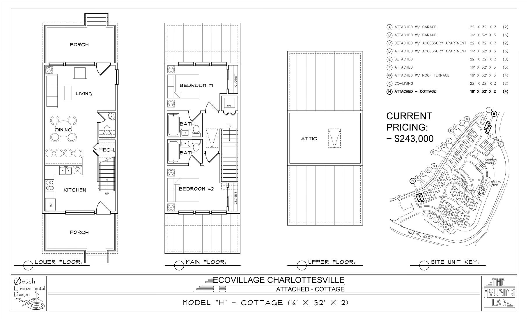   Model H  2 Bed Attached Cottage (16' X 32' X 2) $243,000 