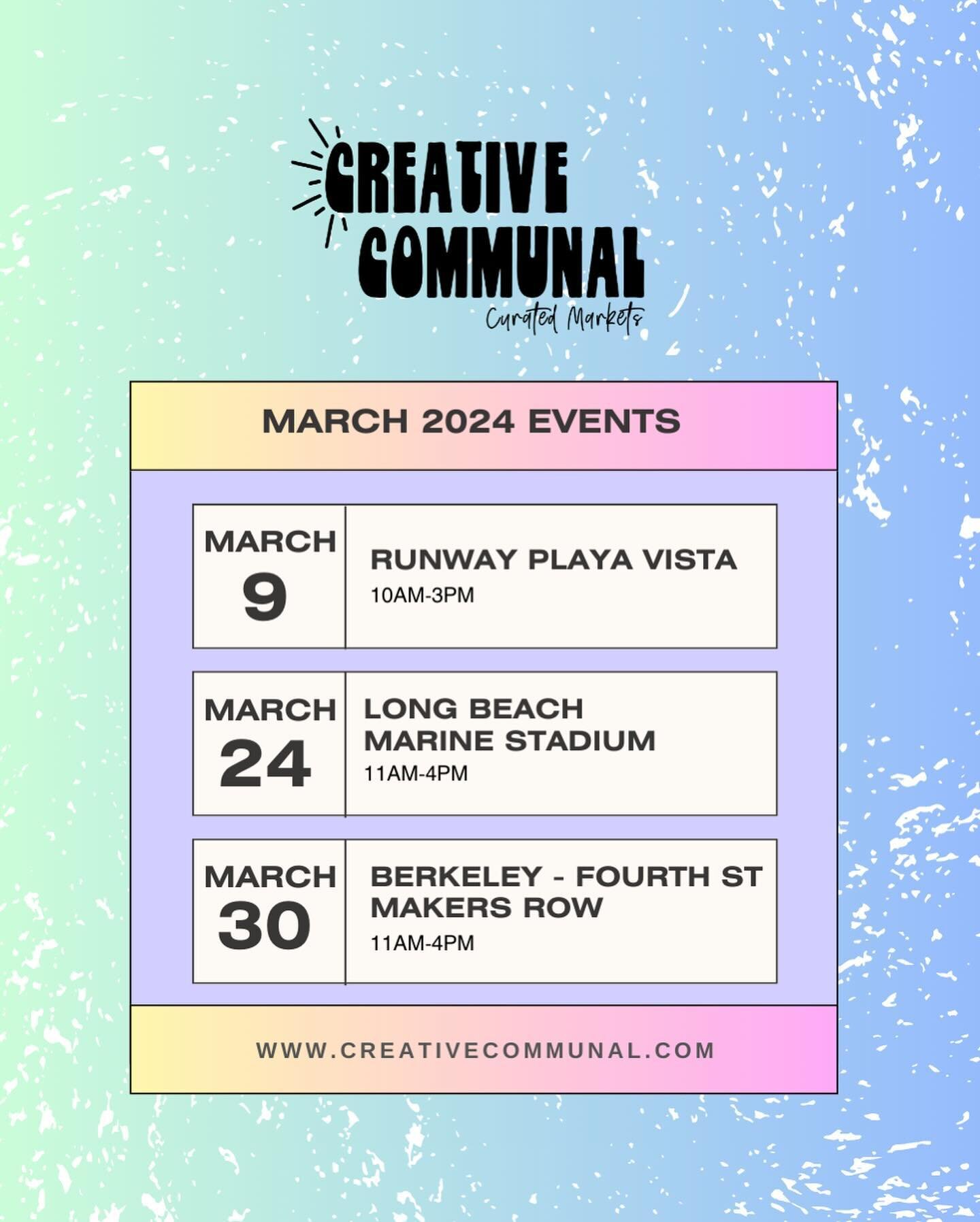 Come kick off Spring with us at one of our events this March! Support local artisans - enjoy permanent jewelry - photo opportunities - and so much more - see y'all soon ✌🏽