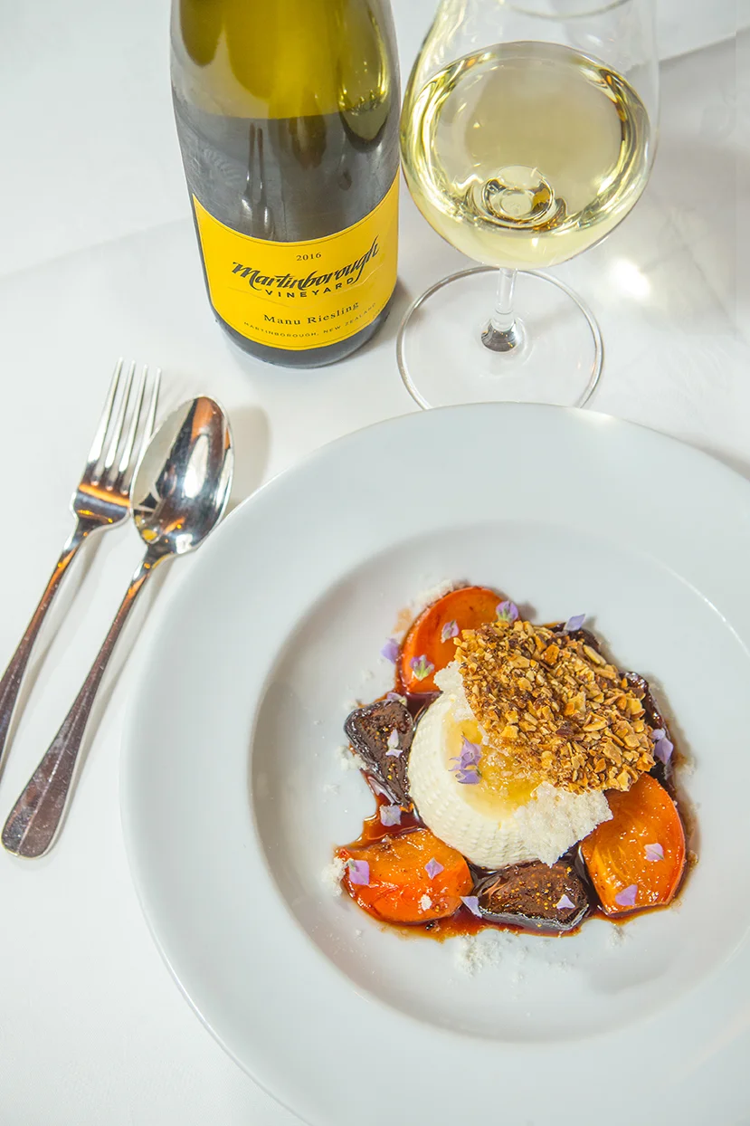 Martinborough Vineyard Manu Riesling with Kingsmeade Robiolino roasted figs almond and honey.jpg