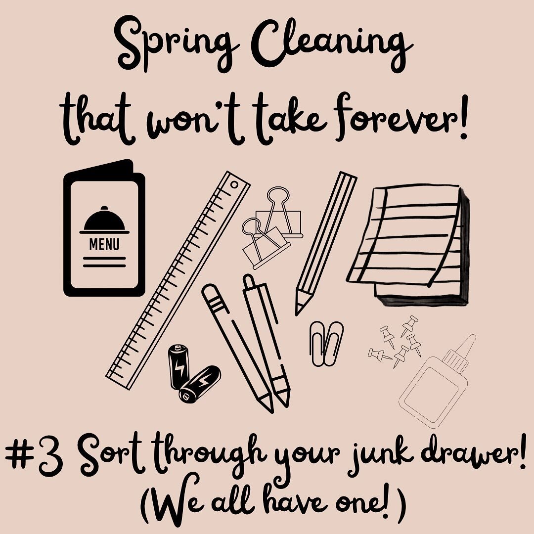 Last East Spring Cleaning for the week!

#3 GET AT THAT JUNK DRAWER!

Our main one is in the kitchen&hellip;filled with all sorts of random things; tape, scissors, batteries, pens, soy sauce packets&hellip;yup, gang&rsquo;s all here!

I encourage you