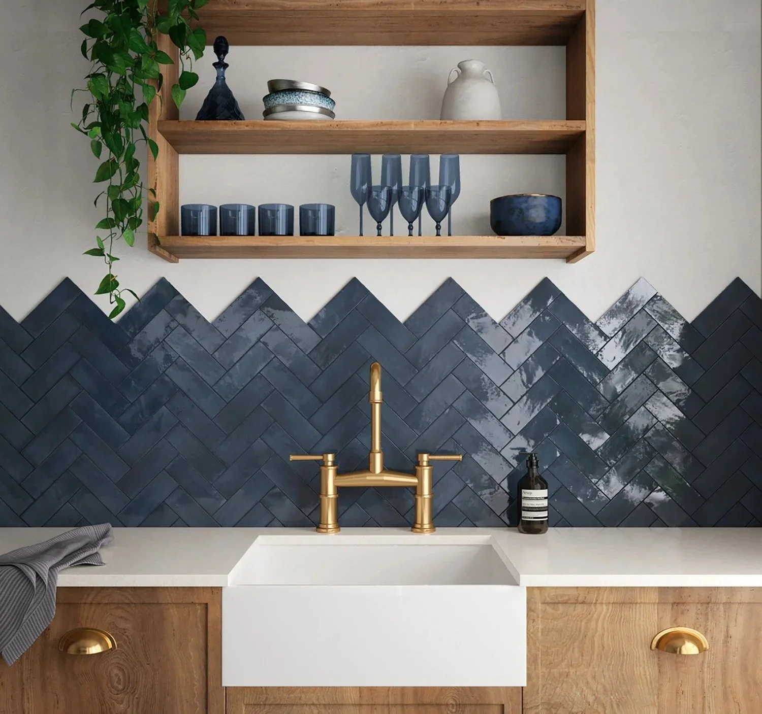 Natasha 2x6 Glossy Porcelain Tile Denim