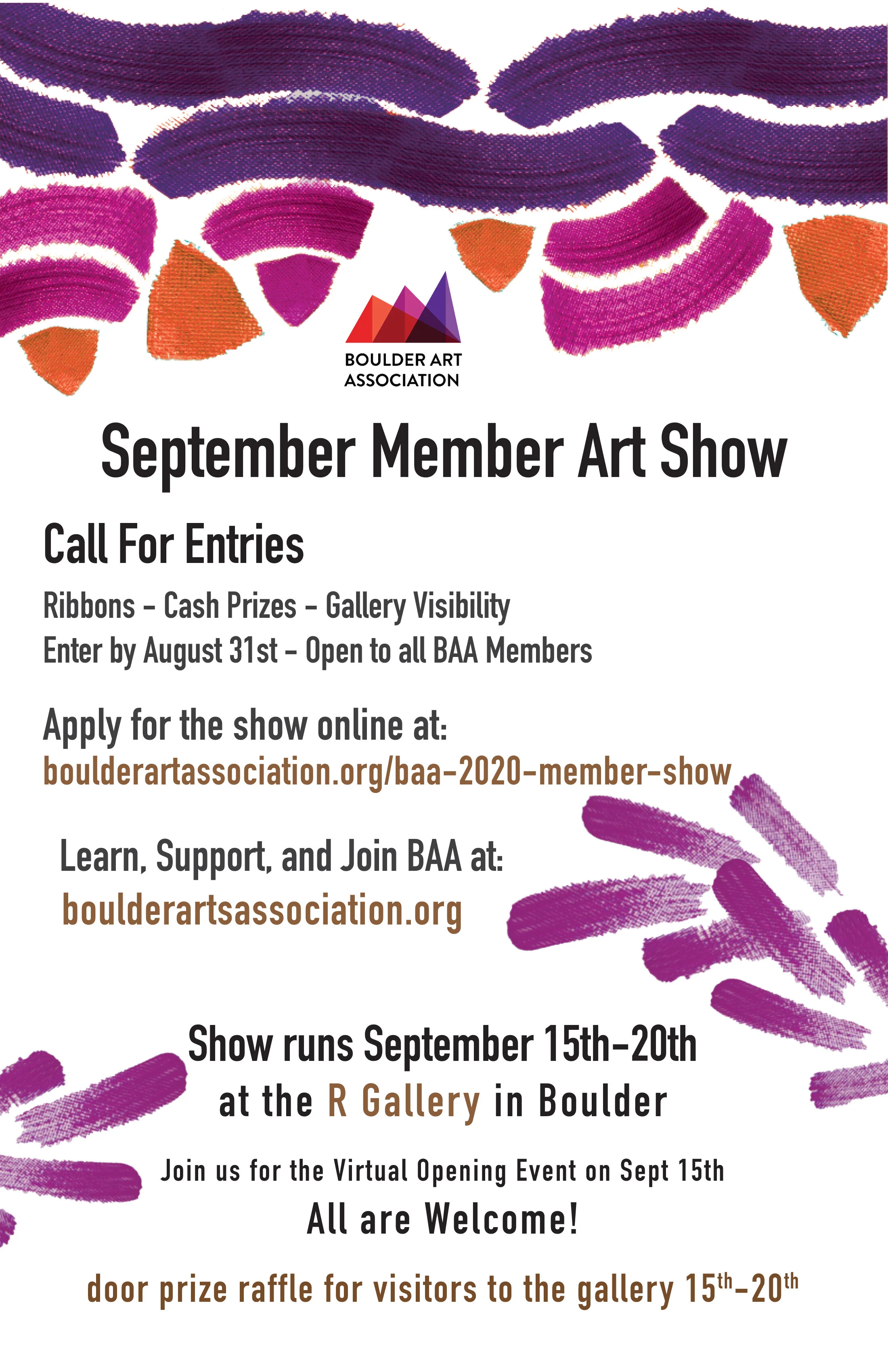 September 2020 Show Call for Art Poster
