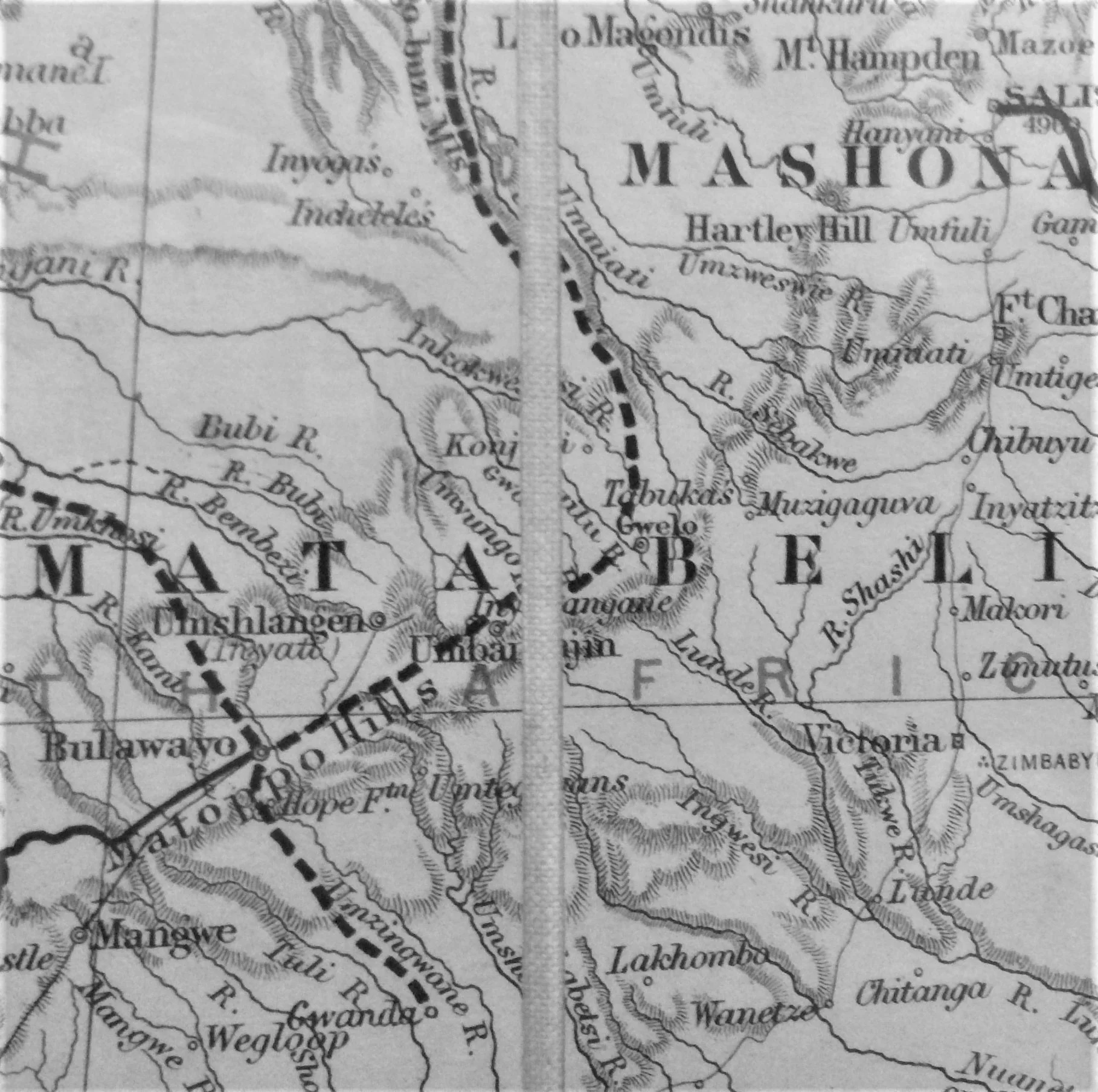  Explorer map of Matabeleland. Africa Noon. 
