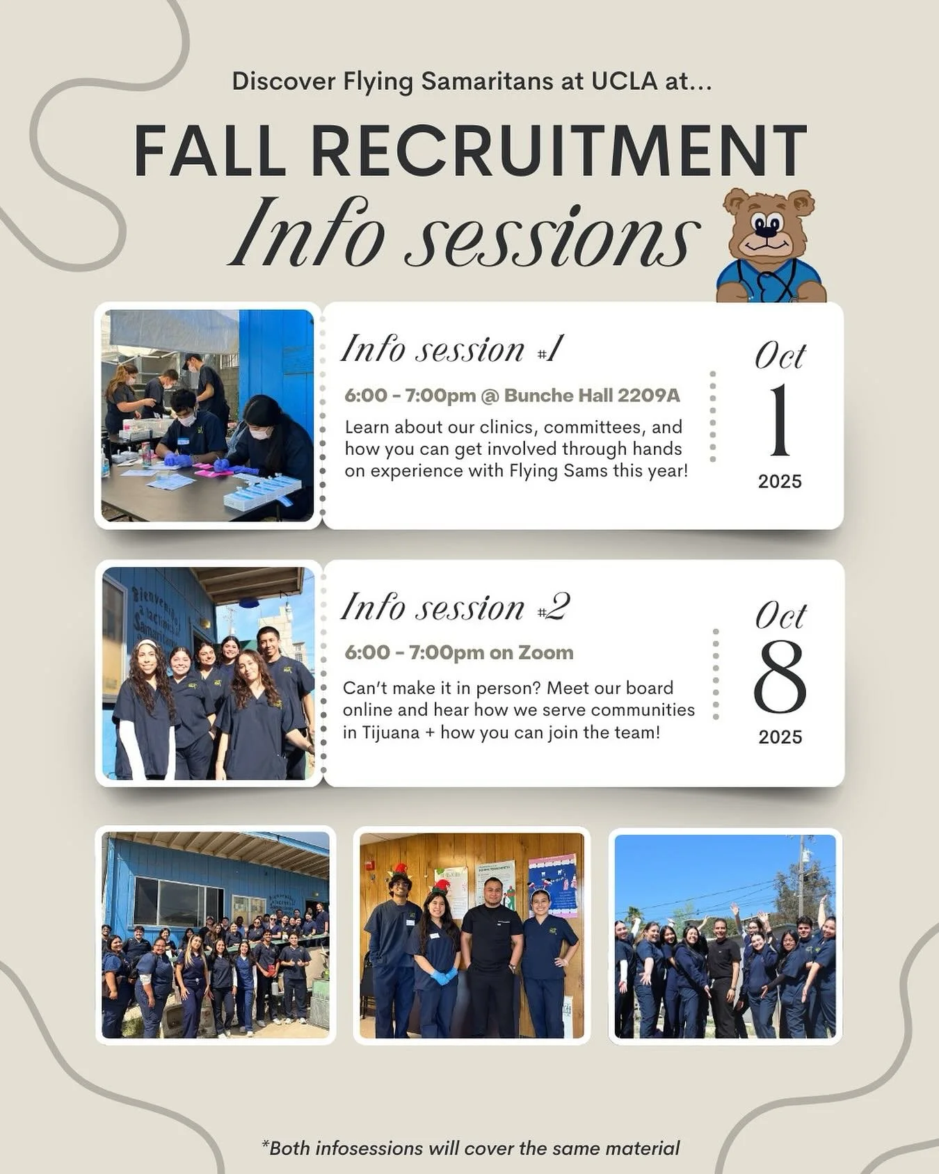 Hi everyone!!
Happy Week 1! 🎉 We&rsquo;re so excited to kick off an amazing quarter and recruitment cycle for our club!

We&rsquo;ll be hosting two info sessions:

Week 1: Wednesday, Oct. 1st | 6&ndash;7 PM | Bunche 2209A

Week 2: Wednesday, Oct. 8t