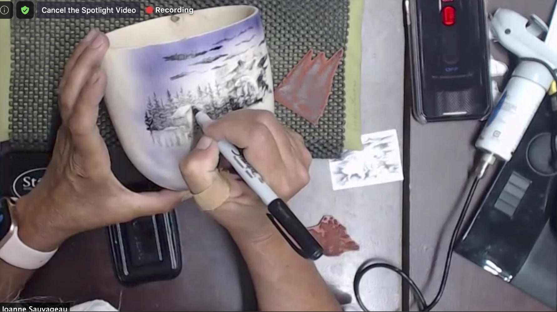  Using a Sharpie marker to add highlights or details to your stamps. 