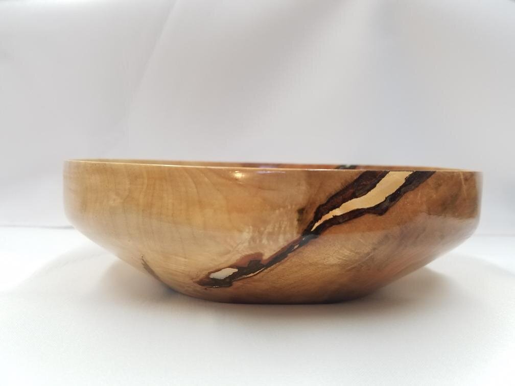  Marvin Elgin maple bowl-epoxy filled bark inclusion. 
