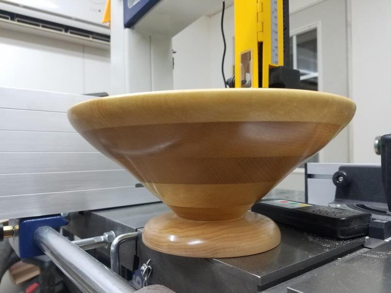  Marvin Elgin yellow heart bowl hard maple base profile view 
