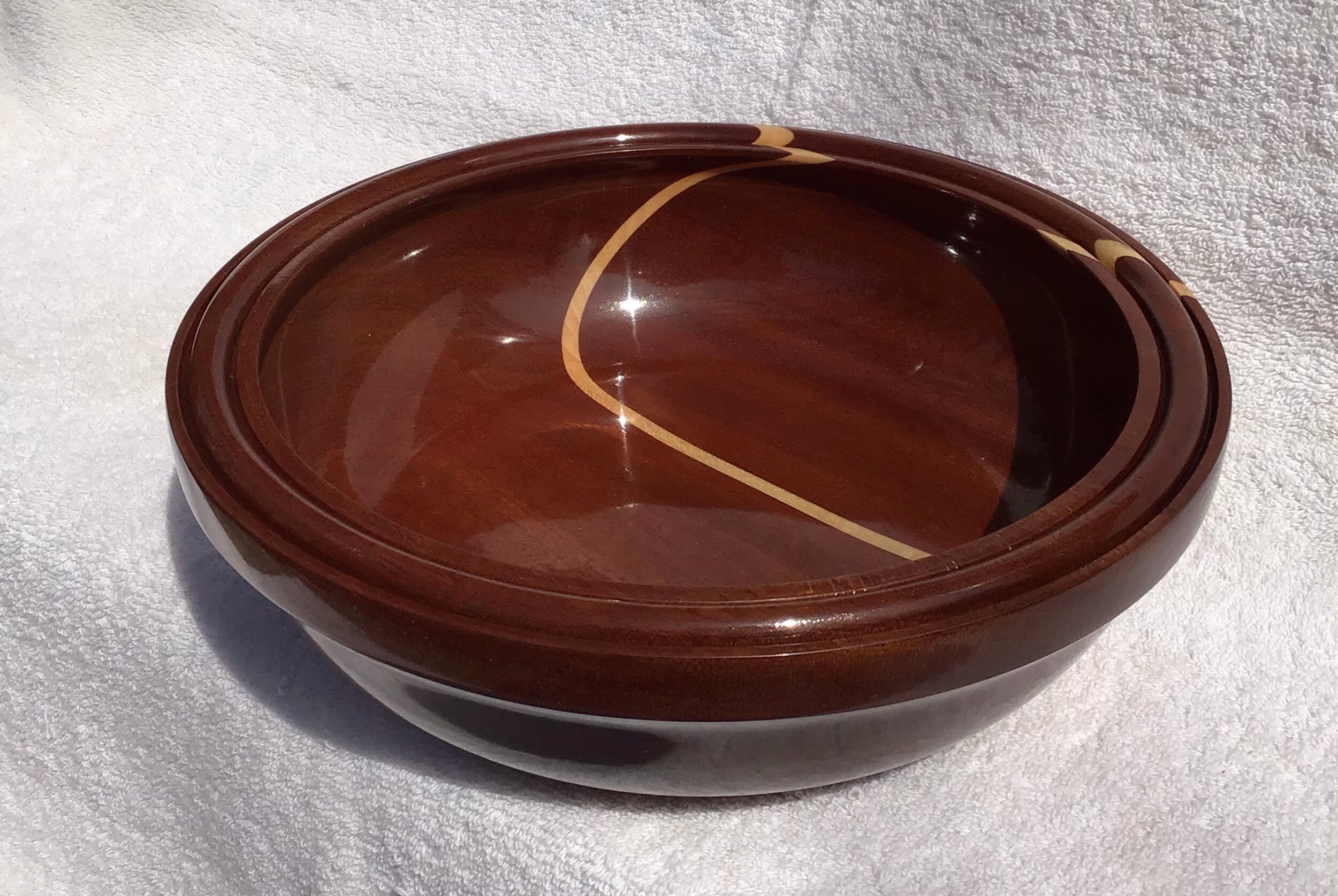  Clinton Scudder sapele and poplar stripe bowl 10 x 3 