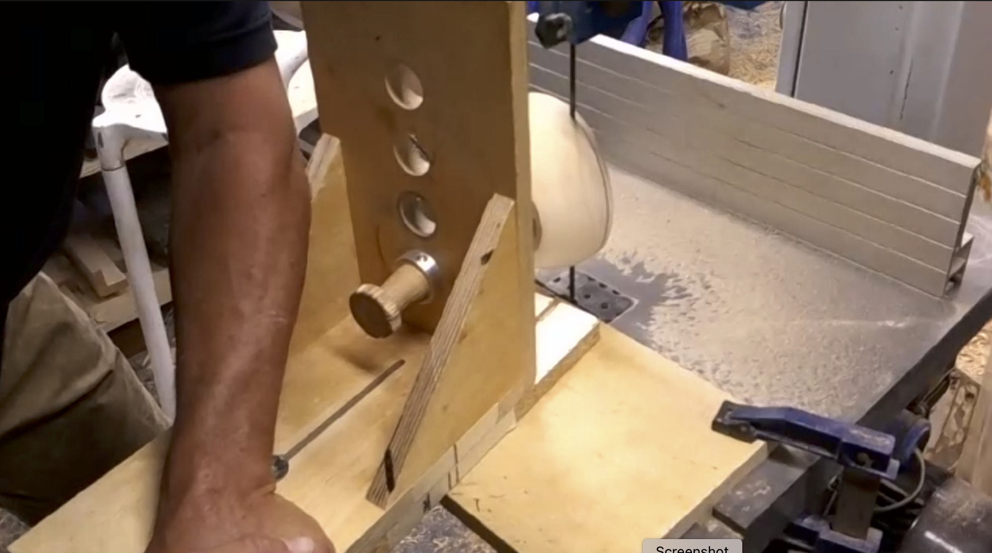  Removing the middle “slice” that will become the wave feature of the final bowl. 