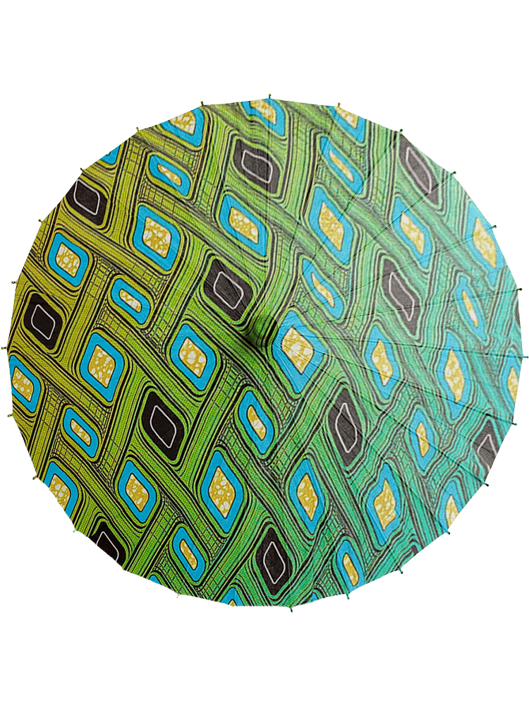 gaspeite handmade parasol top view, medium size, with afro-inspired design