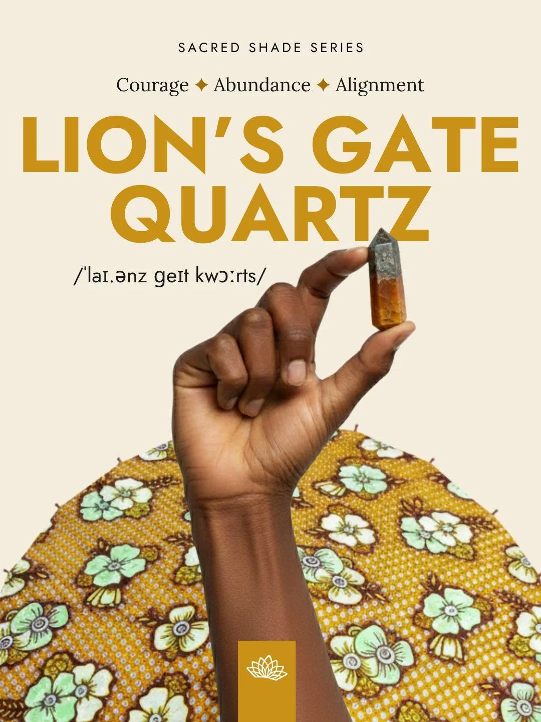 ✦ Step Into Your Light ✦
Where courage meets creation, and confidence meets alignment.

Lion&rsquo;s Gate Quartz &mdash; a fusion of Quartz, Pyrite, and Hematite &mdash; embodies the radiant power of expansion. Rooted in the Lion&rsquo;s Gate Portal&