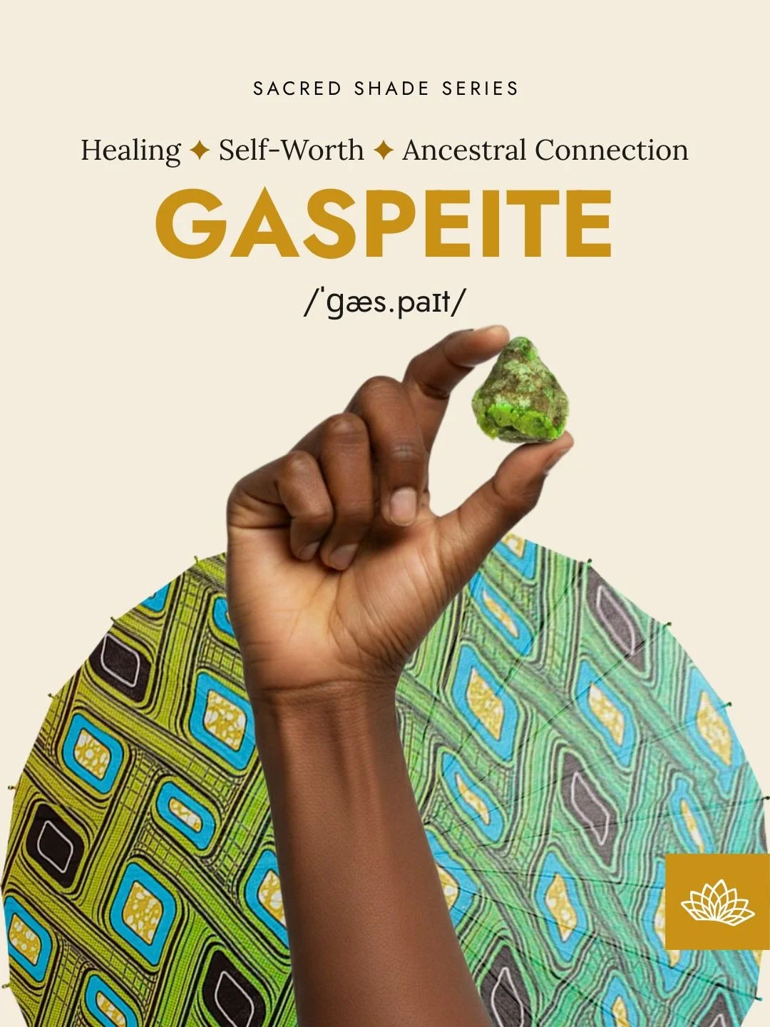 ✦ Heal in Color ✦
Stand grounded. Move with confidence.

Gaspeite, a vivid green nickel mineral from Qu&eacute;bec and Western Australia, carries deep ancestral resonance.
It harmonizes your heart and mind, supporting compassion, confidence, and reco