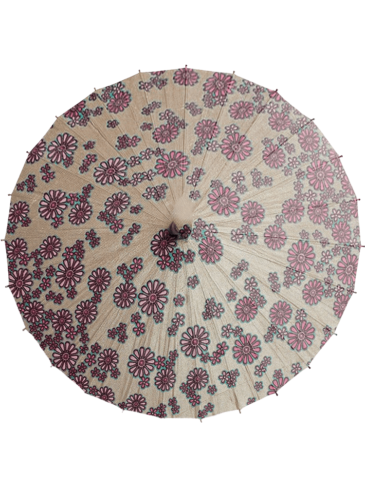 rhodochrosite handmade parasol top view, medium size, with afro-inspired design