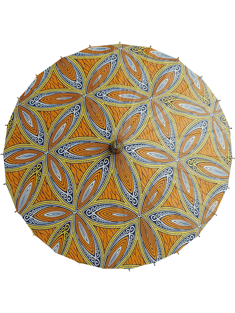 nellite handmade parasol top view, medium size, with afro-inspired design