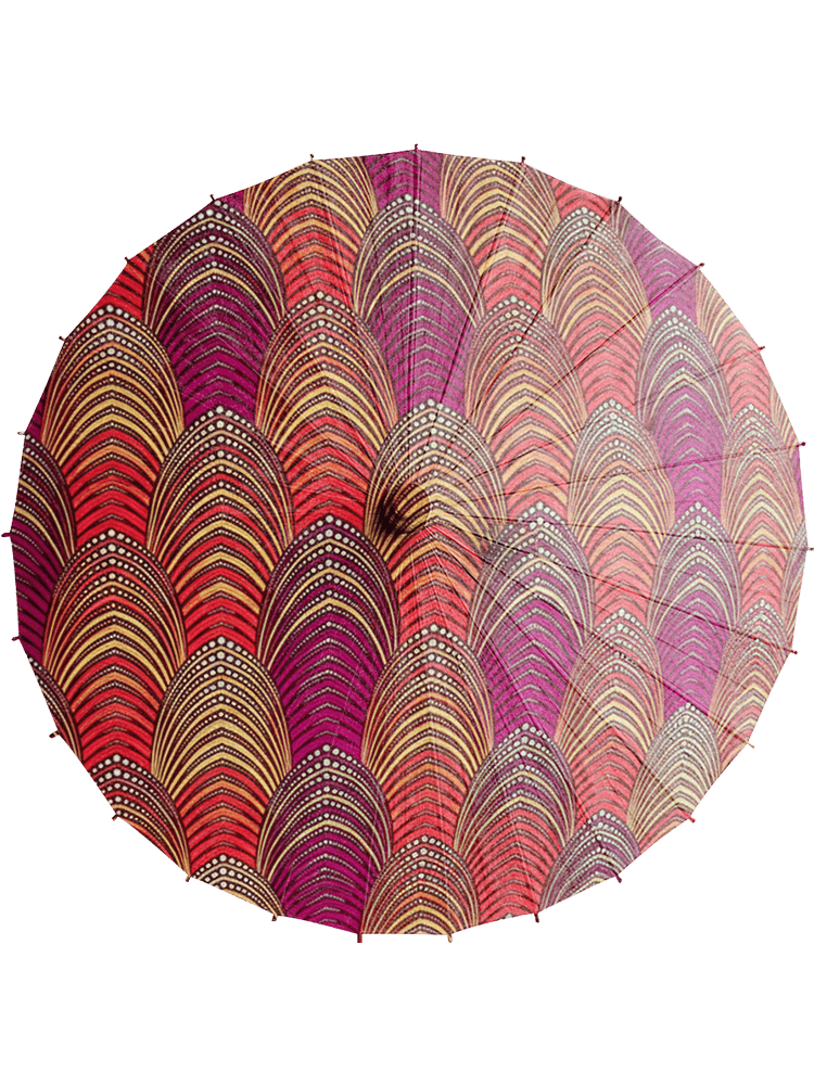 erythrite handmade parasol top view, medium size, with afro-inspired design