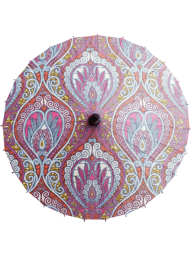 chalcopyrite handmade parasol, top view, medium size, with afro-inspired design