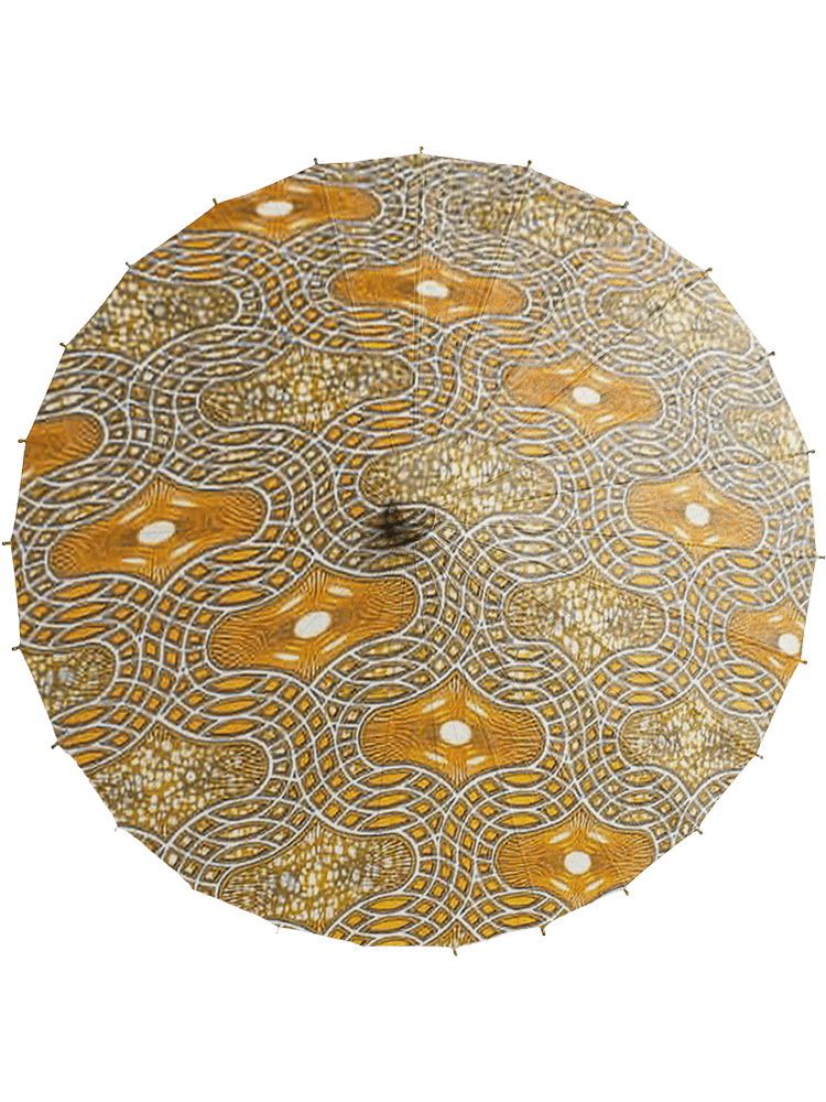 skeletal quartz handmade parasol top view, medium size, with afro-inspired design