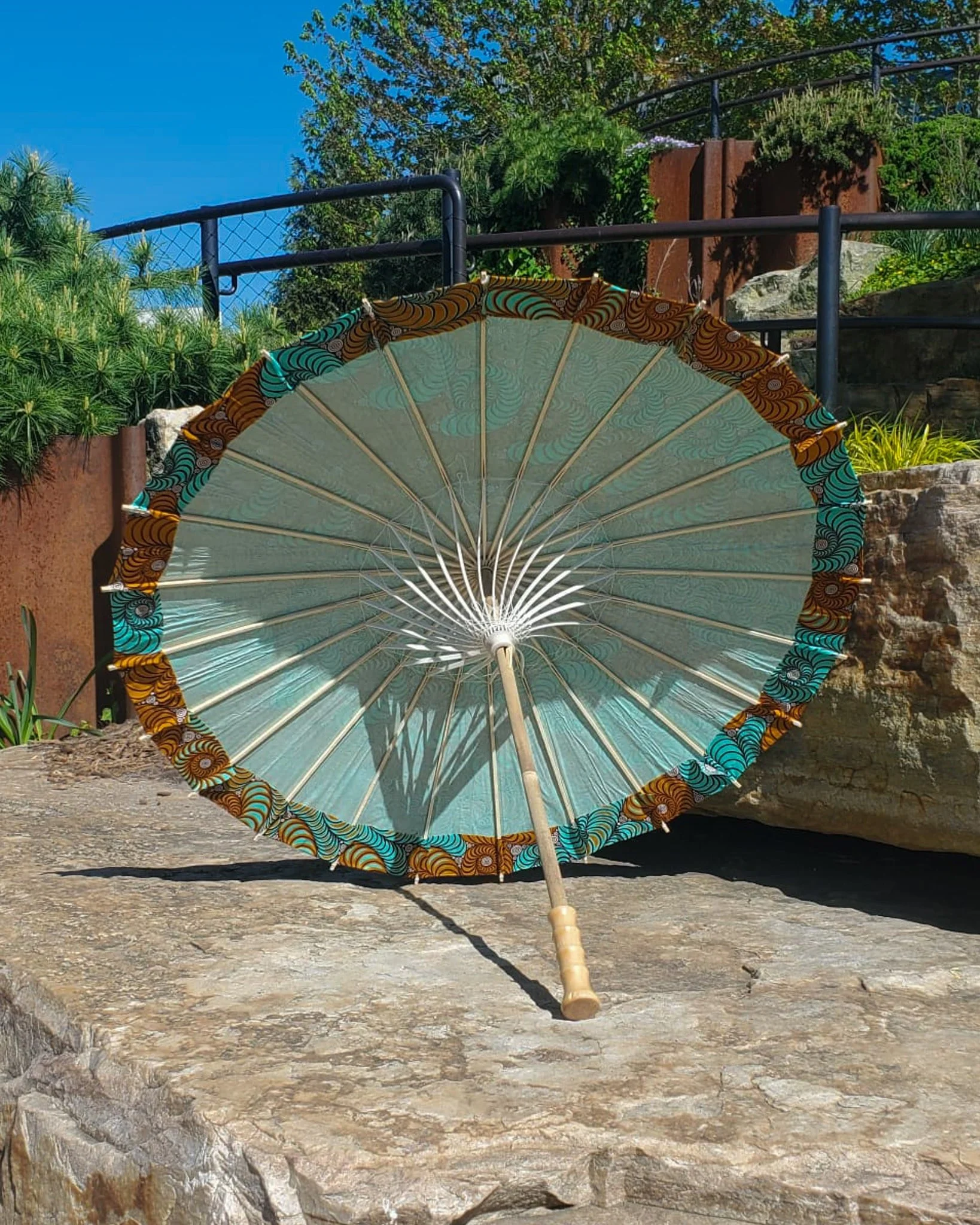 aurichalcite handmade parasol interior, medium sized, with afro-inspired design