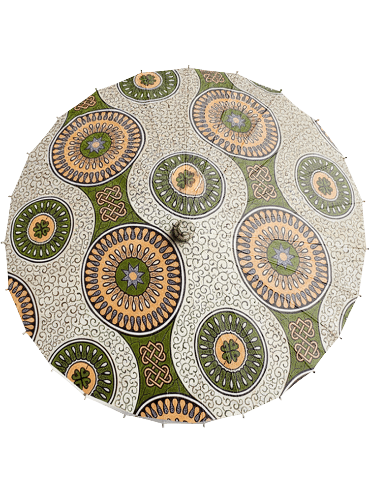 conichalcite handmade parasol, top view, medium size, with afro-inspired design