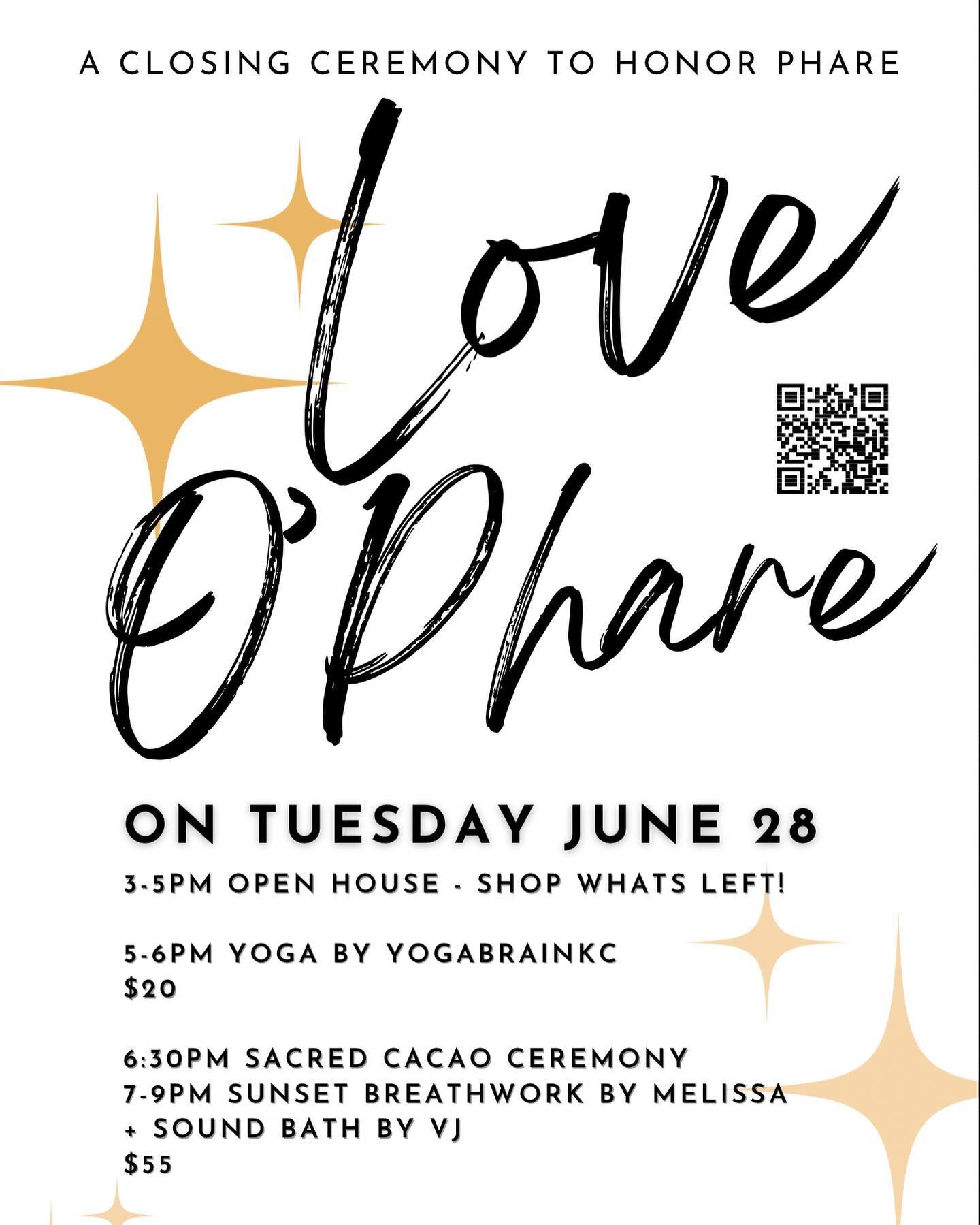 Tomorrow Phare is hosting its finale closing ceremony. A tribute and final closing to honor the consciousness that is Phare and the space that was held over the last 2.5 years for the community. 

🛒3-5pm - open house and &lsquo;lets make a deal&rsqu