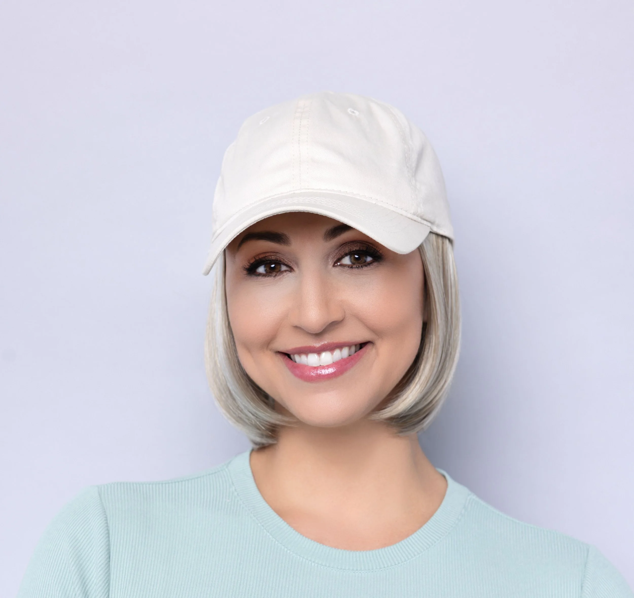Shorty Hat Beige | Baseball Cap with Hair Sewn in